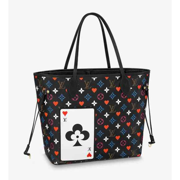 Louis Vuitton Game On Neverfull MM Black Red Heart Tote Top Handle Shoulder Bag - Picture 3 of 13